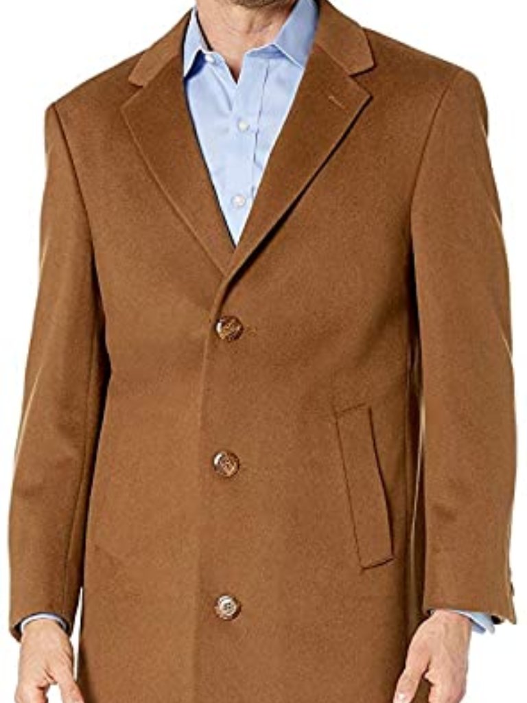 Prontomoda Couture “Harvard” Men’s Camel Full-Length Topcoat Wool Cashmere Blend